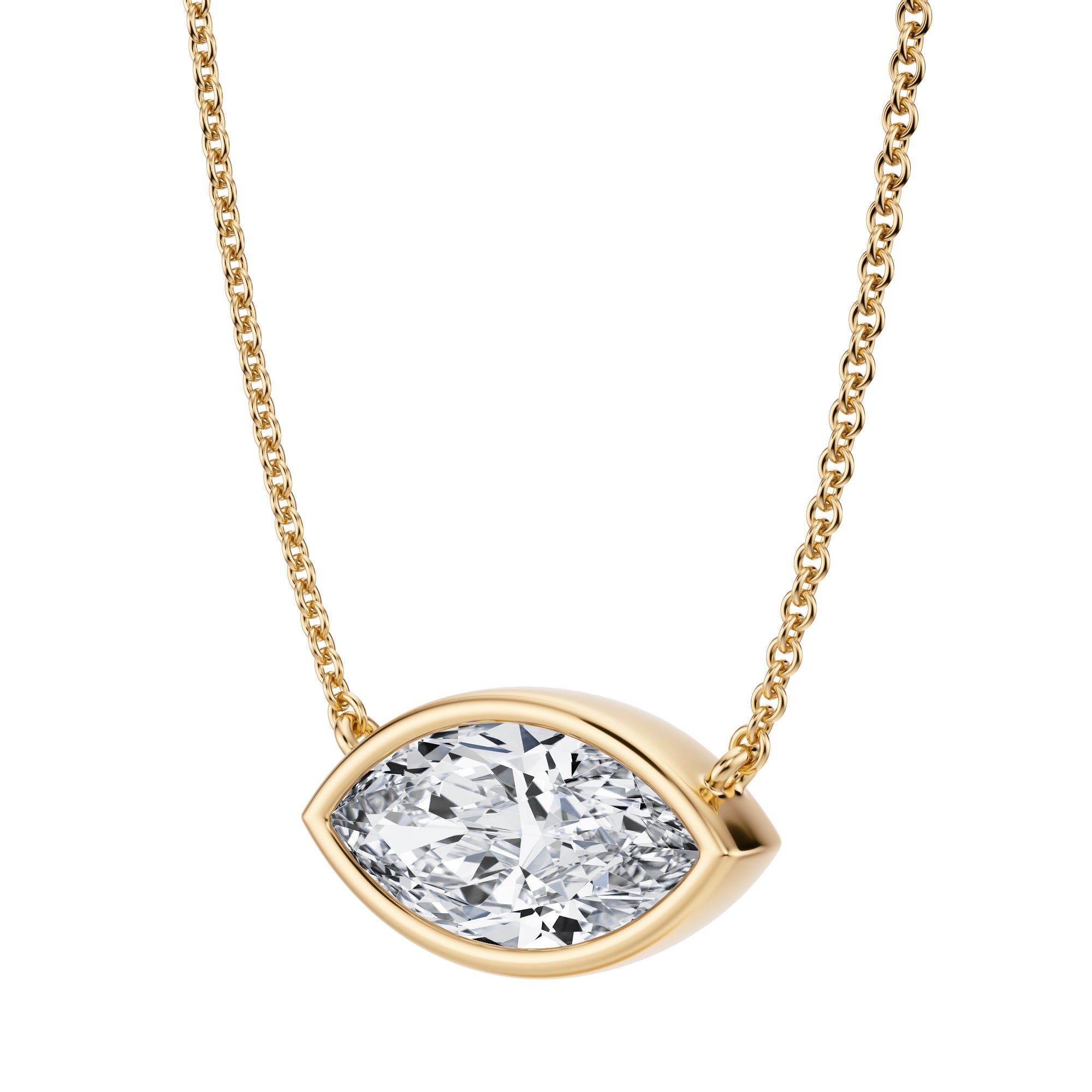 2 Carat Marquise Bezel Solitaire Pendant Necklace