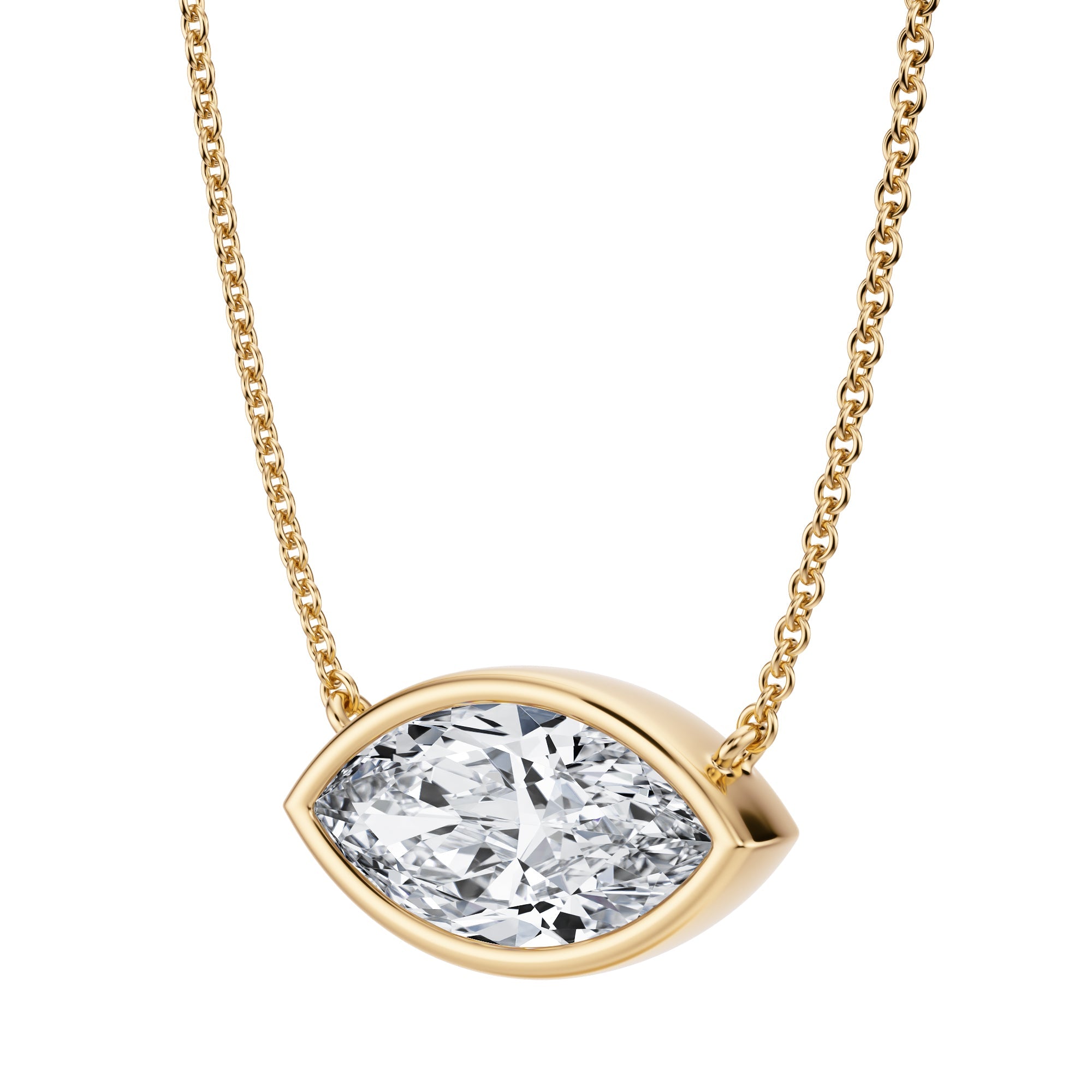 2.5 Carat Marquise Bezel Solitaire Pendant Necklace