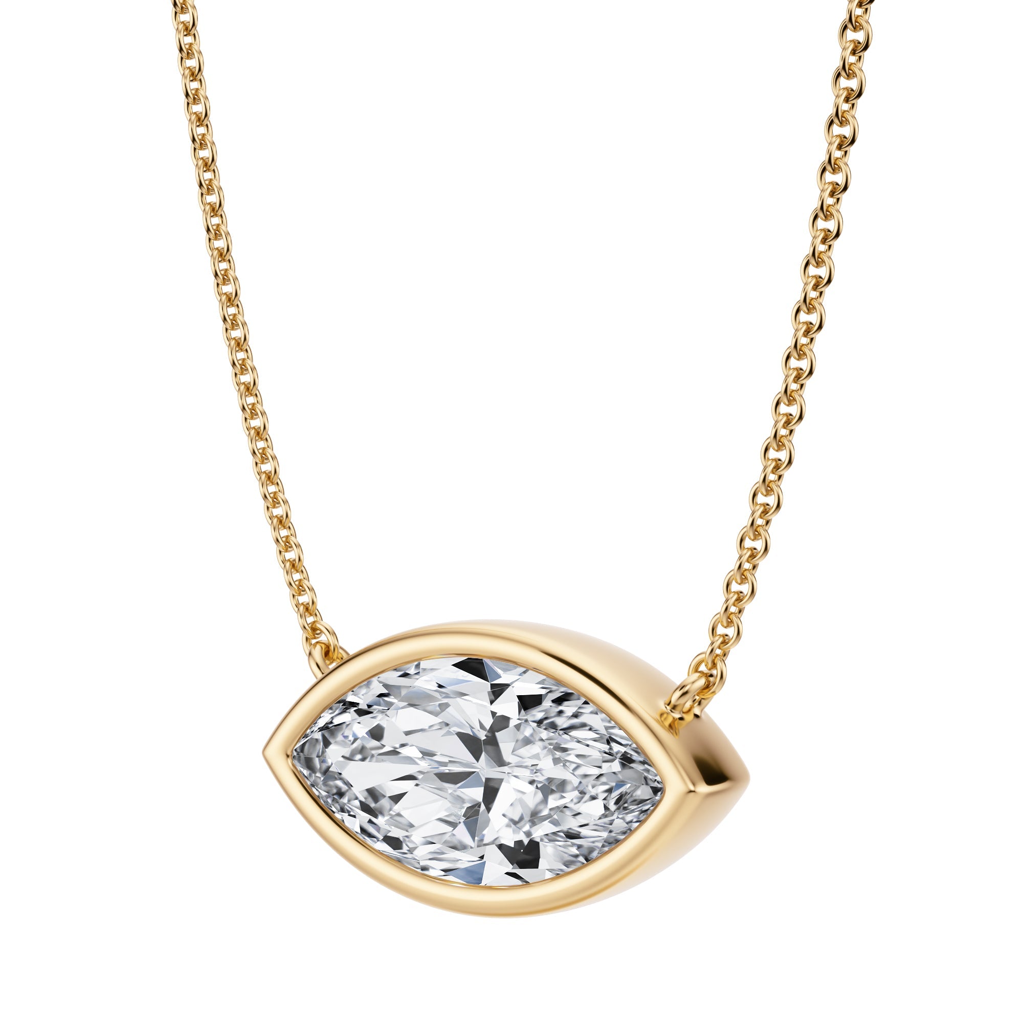 3 Carat Marquise Bezel Solitaire Pendant Necklace