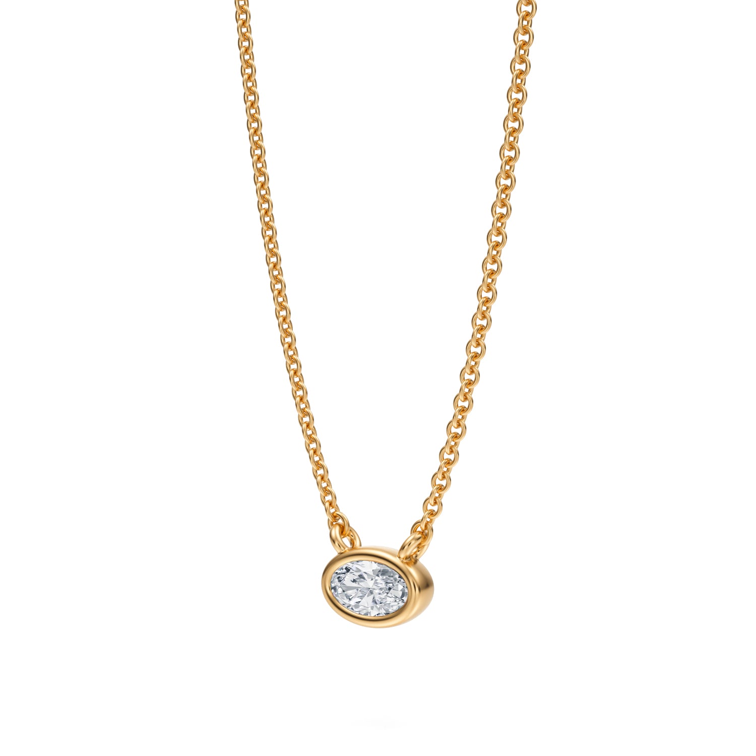 Oval Bezel Solitaire Pendant Necklace