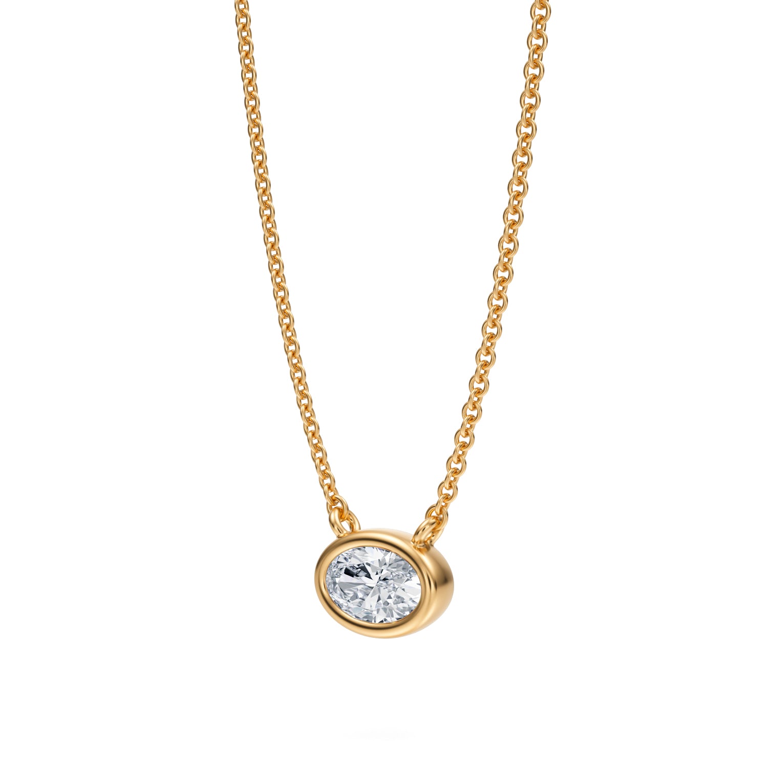 1/2 Carat Oval Bezel Solitaire Pendant Necklace