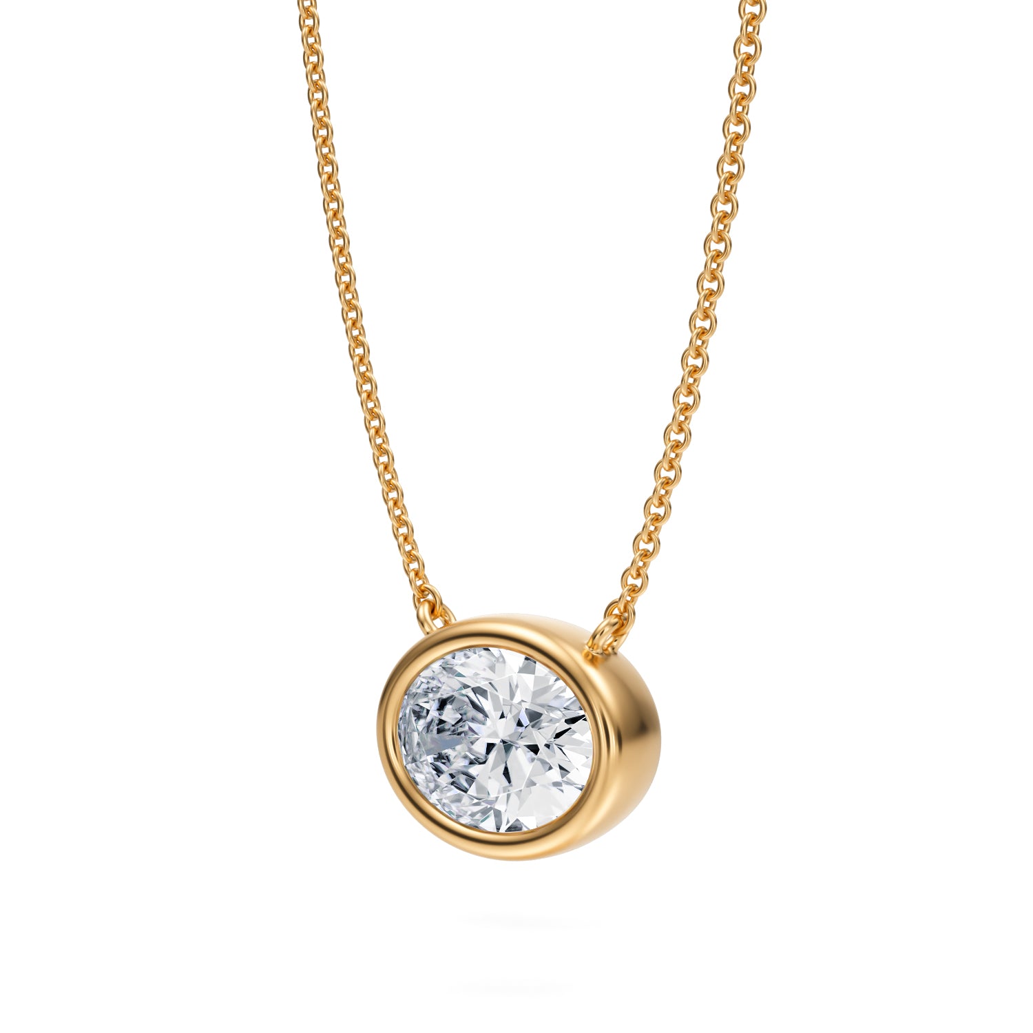 2 Carat Oval Bezel Solitaire Pendant Necklace