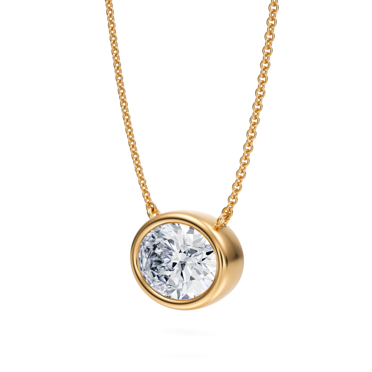 2.5 Carat Oval Bezel Solitaire Pendant Necklace