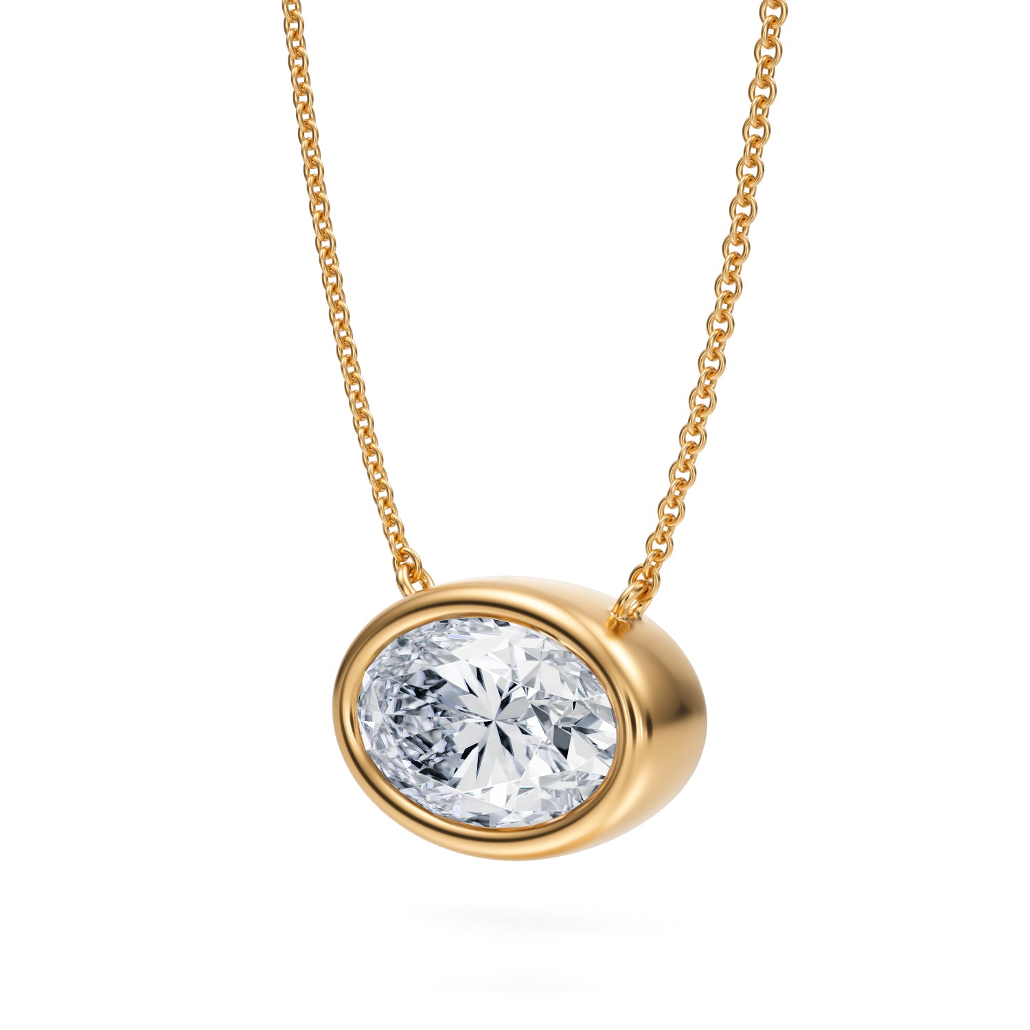 3 Carat Oval Bezel Solitaire Pendant Necklace