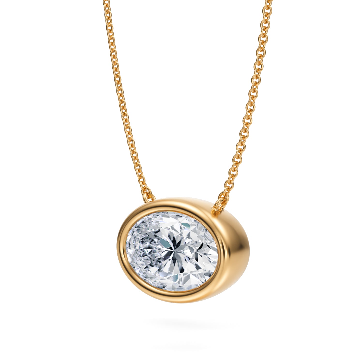 3.5 Carat Oval Bezel Solitaire Pendant Necklace