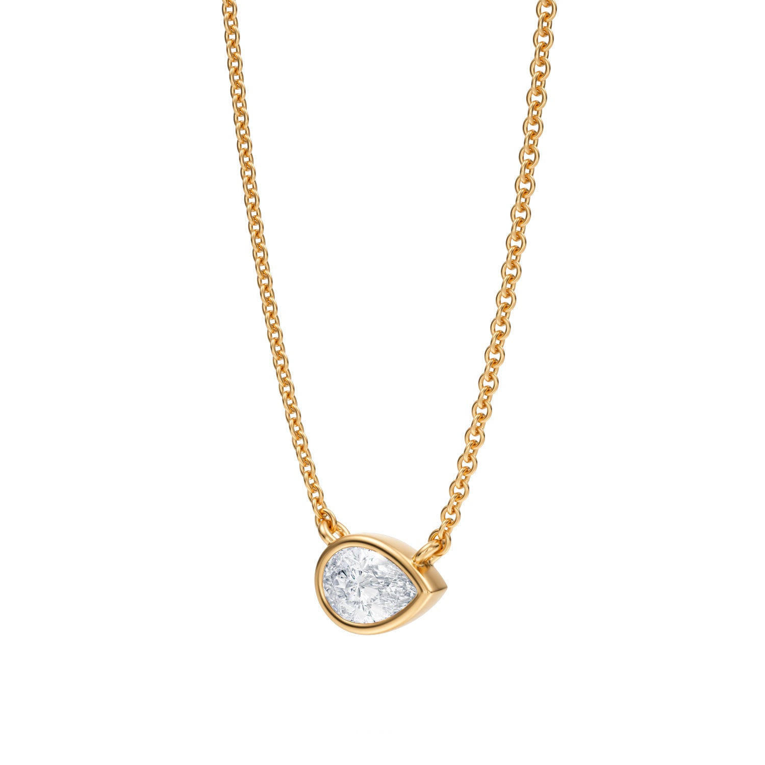 1/2 Carat Pear Bezel Solitaire Pendant Necklace