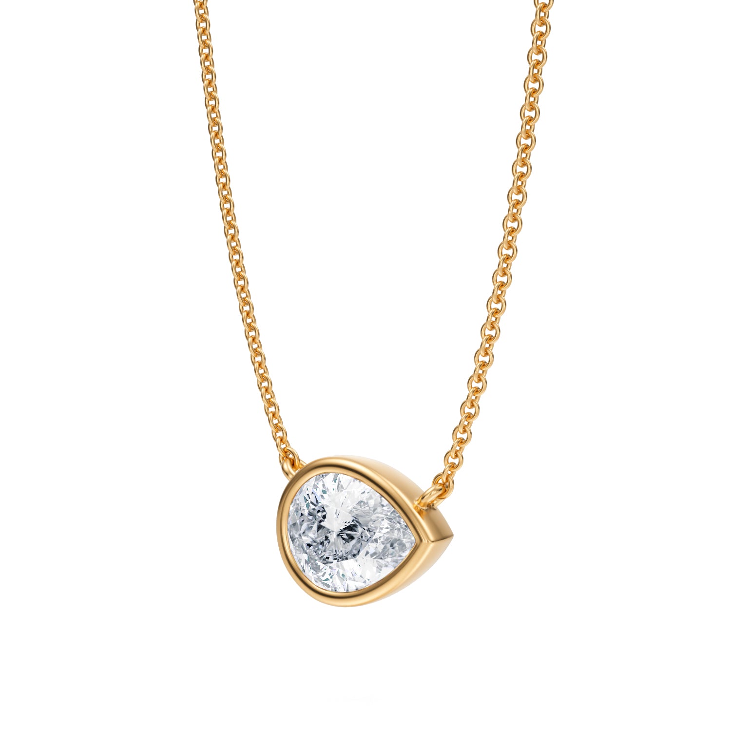 1.5 Carat Pear Bezel Solitaire Pendant Necklace