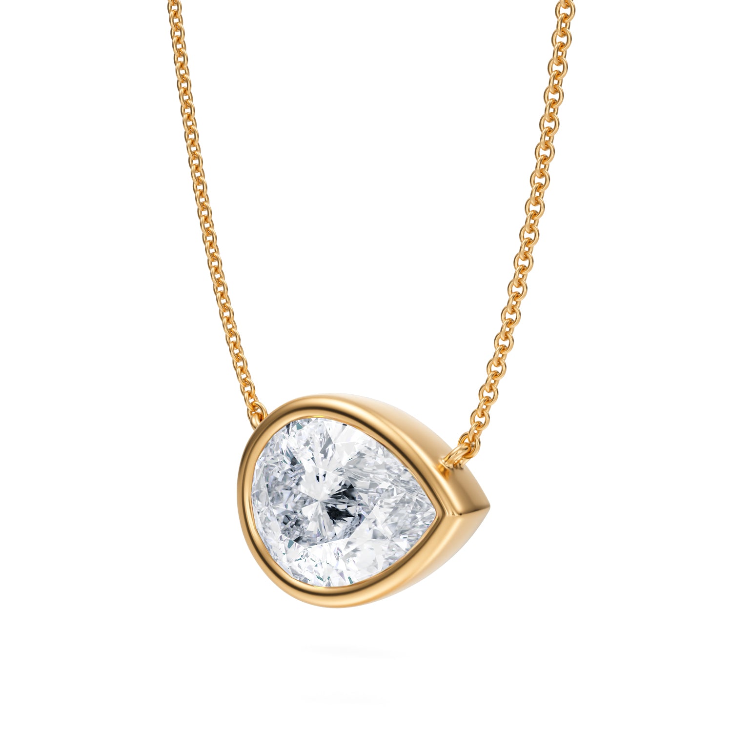 3.5 Carat Pear Bezel Solitaire Pendant Necklace