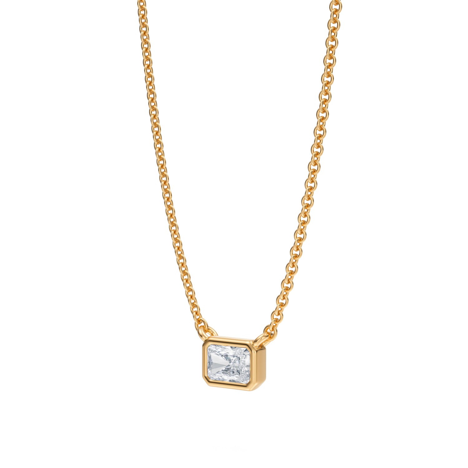 Radiant Bezel Solitaire Pendant Necklace