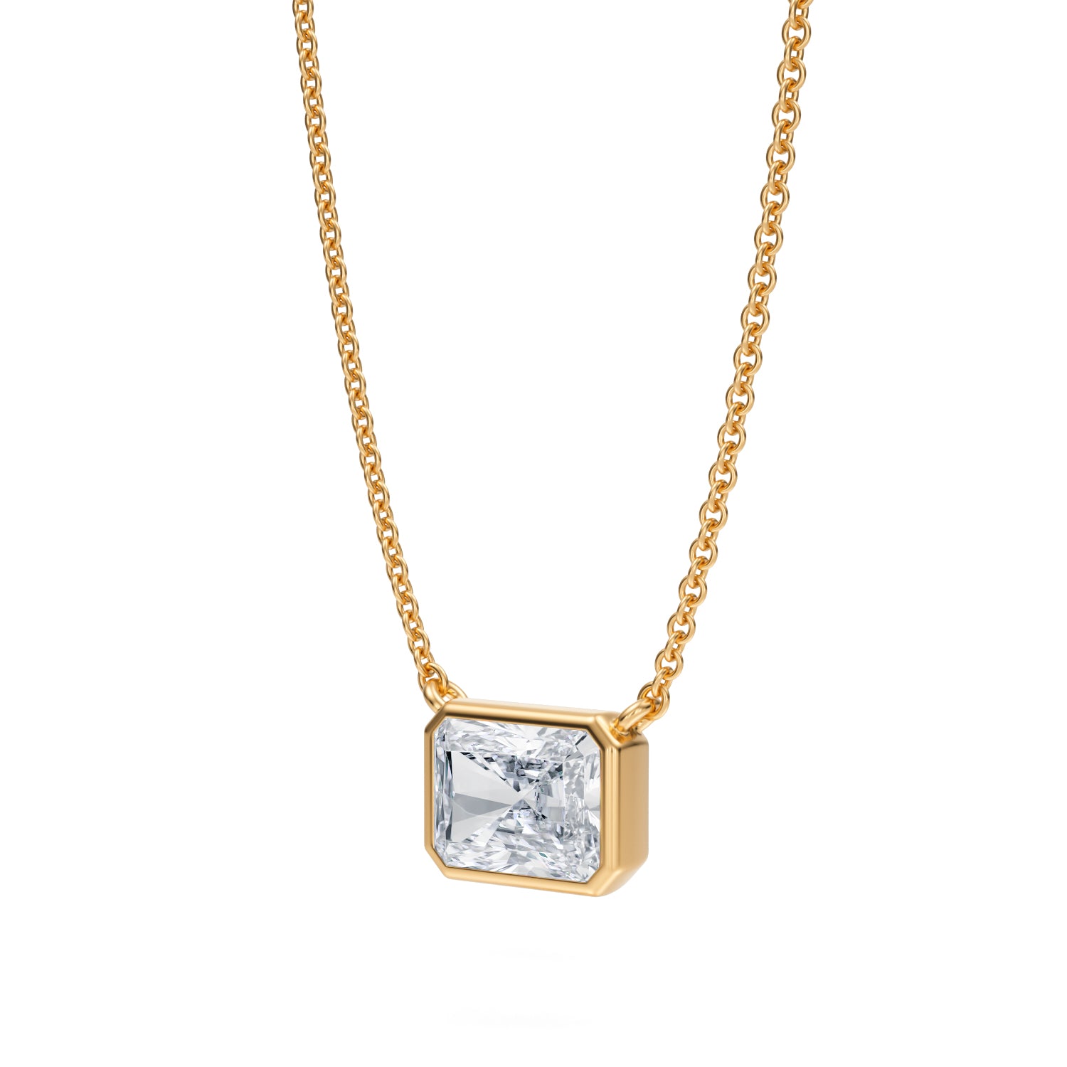 1.5 Carat Radiant Bezel Solitaire Pendant Necklace