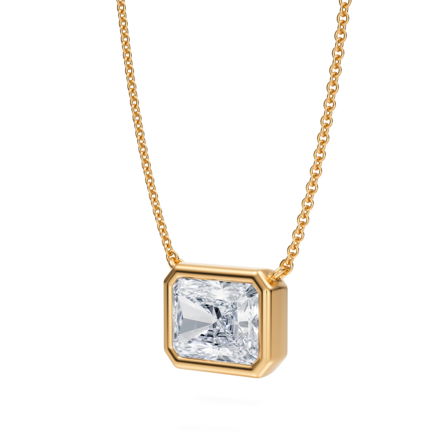 2.5 Carat Radiant Bezel Solitaire Pendant Necklace