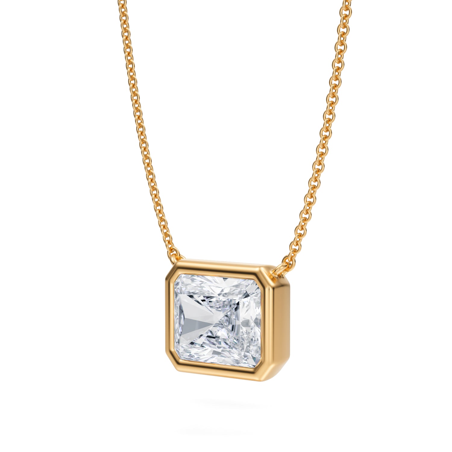 3 Carat Radiant Bezel Solitaire Pendant Necklace