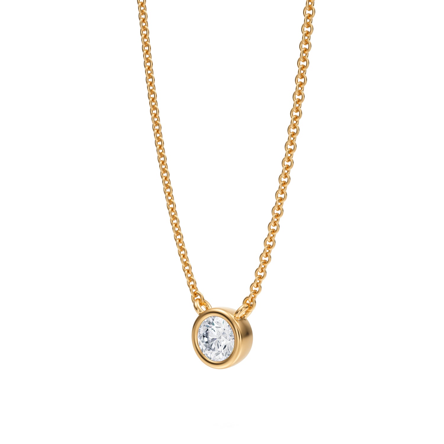 Round Bezel Solitaire Pendant Necklace