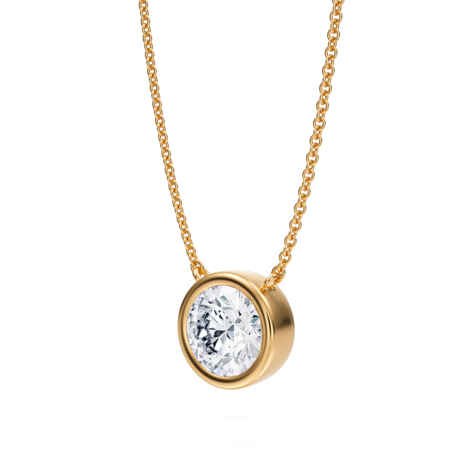 1.5 Carat Round Bezel Solitaire Pendant Necklace