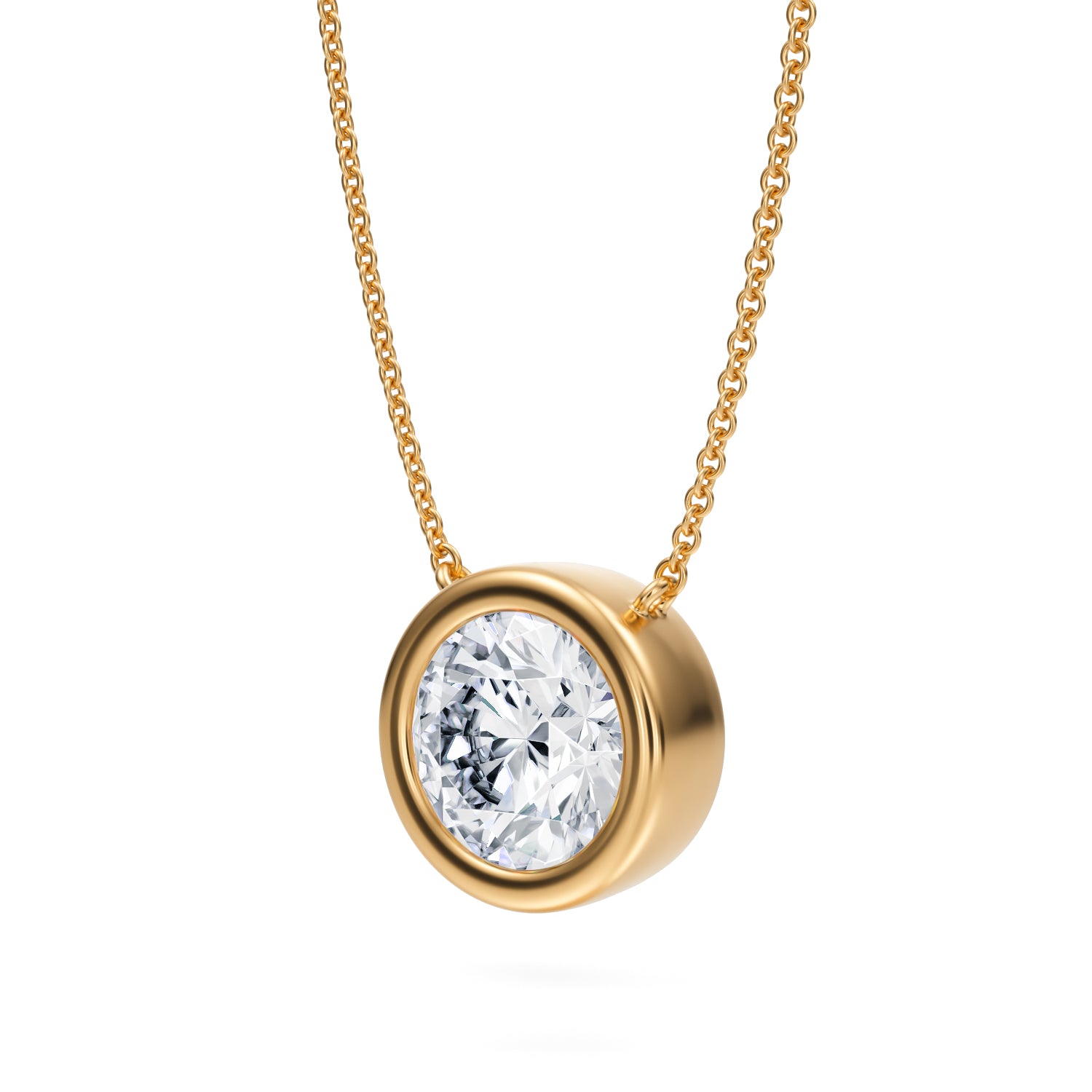 3 Carat Round Bezel Solitaire Pendant Necklace