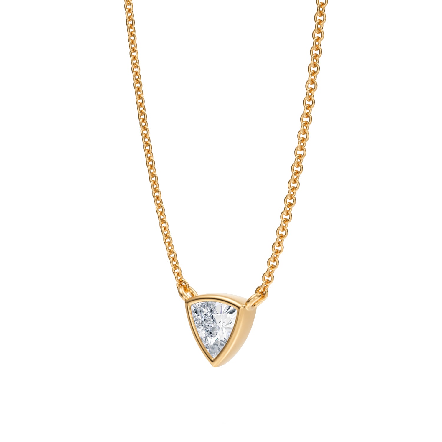 Trillion Bezel Solitaire Pendant Necklace