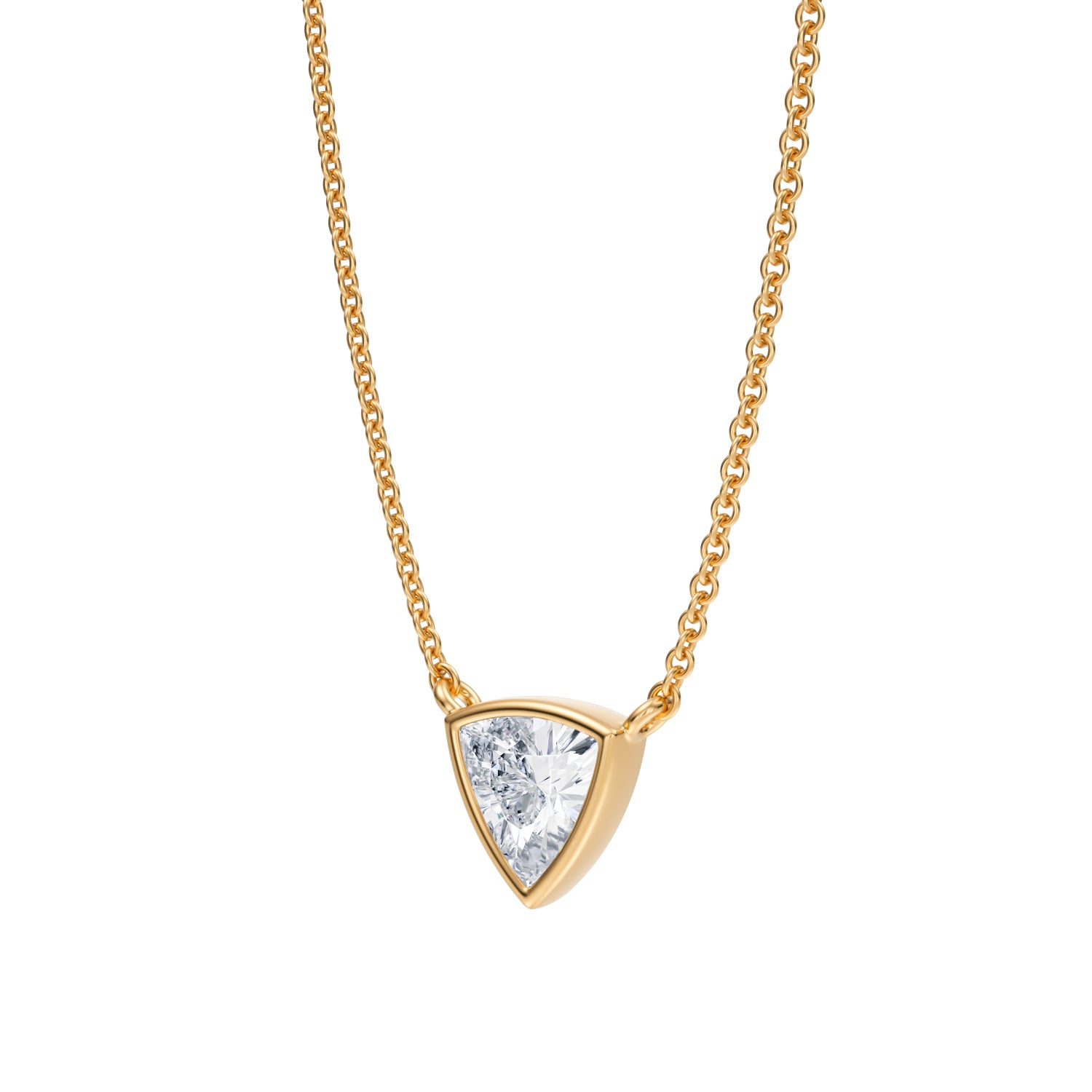 1/2 Carat Trillion Bezel Solitaire Pendant Necklace