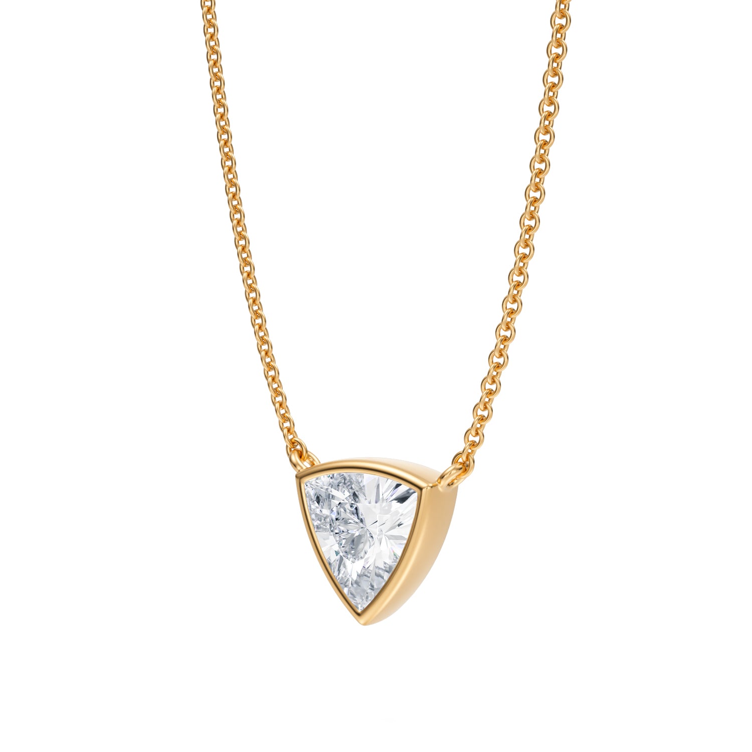 3/4 Carat Trillion Bezel Solitaire Pendant Necklace