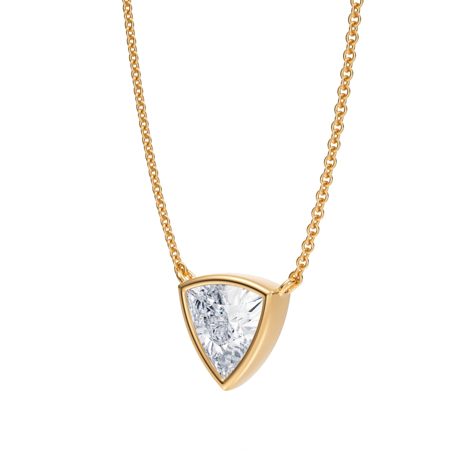 1 Carat Trillion Bezel Solitaire Pendant Necklace