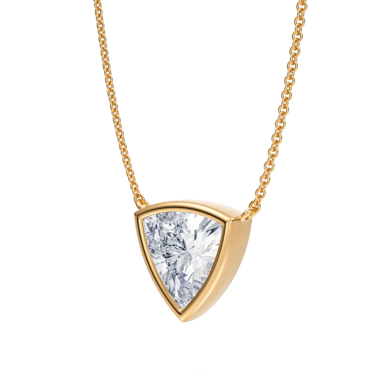 2 Carat Trillion Bezel Solitaire Pendant Necklace