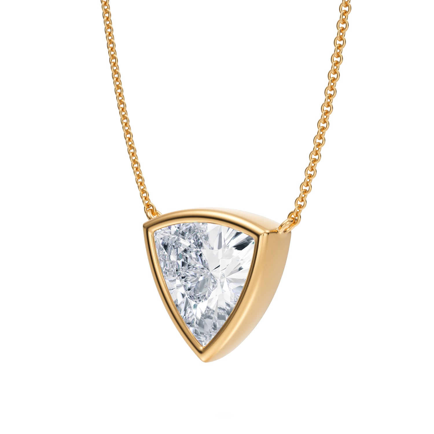 3 Carat Trillion Bezel Solitaire Pendant Necklace