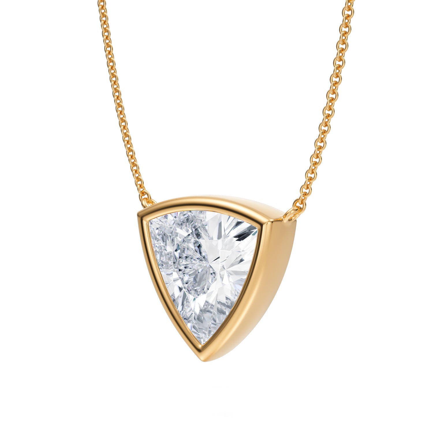 3.5 Carat Trillion Bezel Solitaire Pendant Necklace