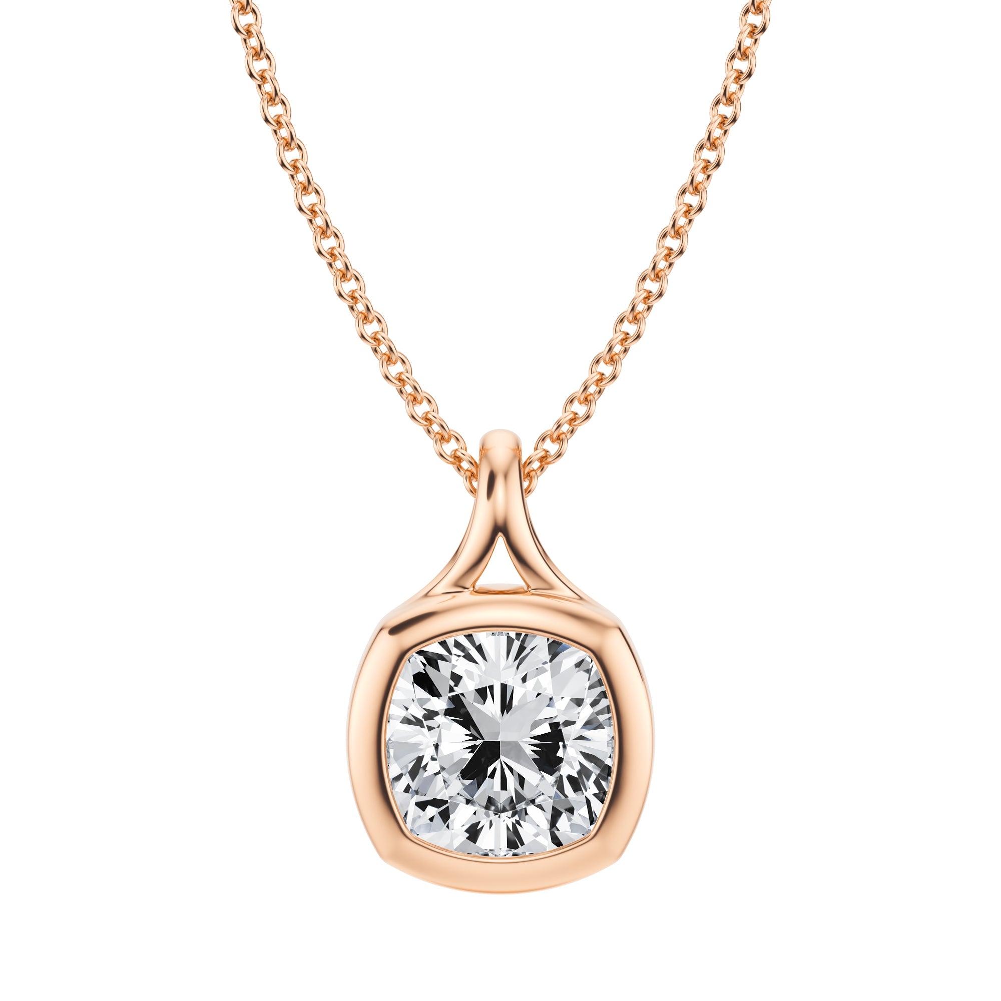 Carat Cushion Diamond Bezel Necklace Michael Gabriels