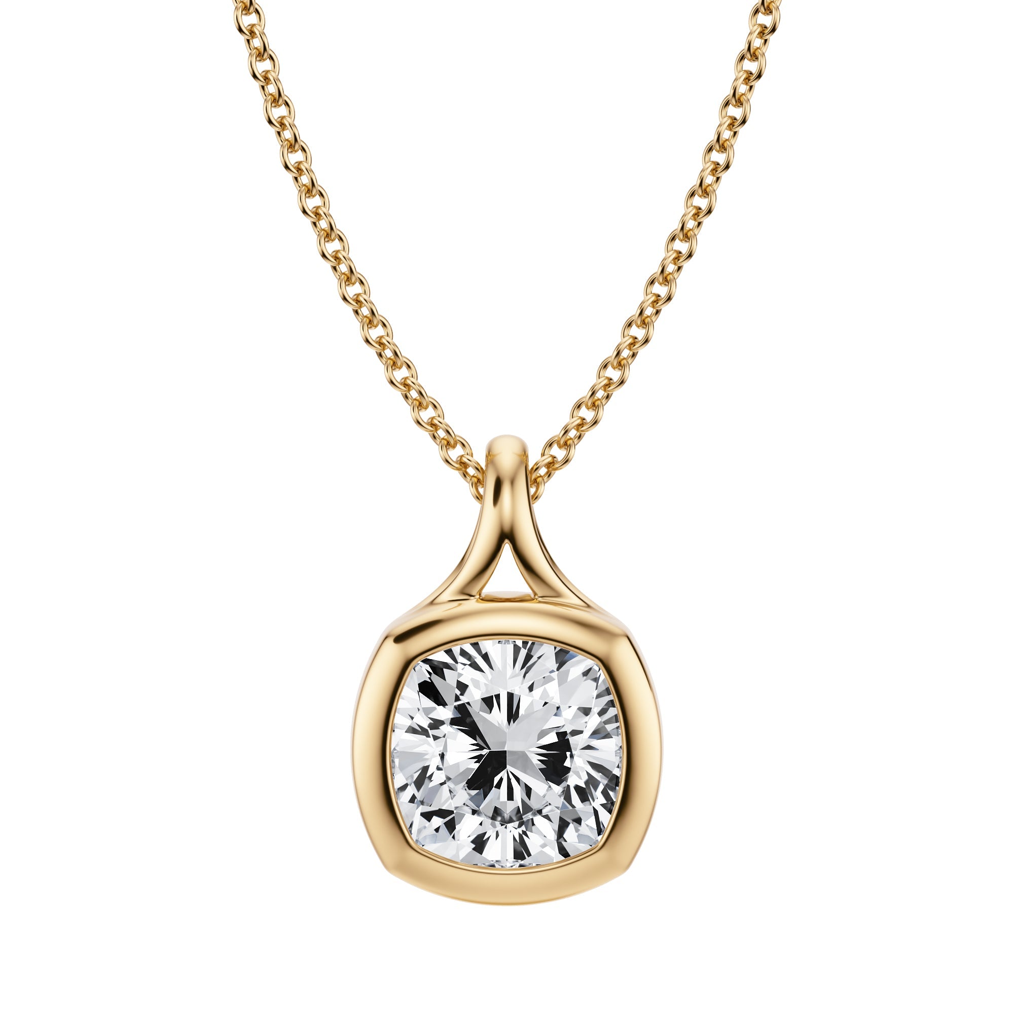 Carat Cushion Diamond Bezel Necklace Michael Gabriels