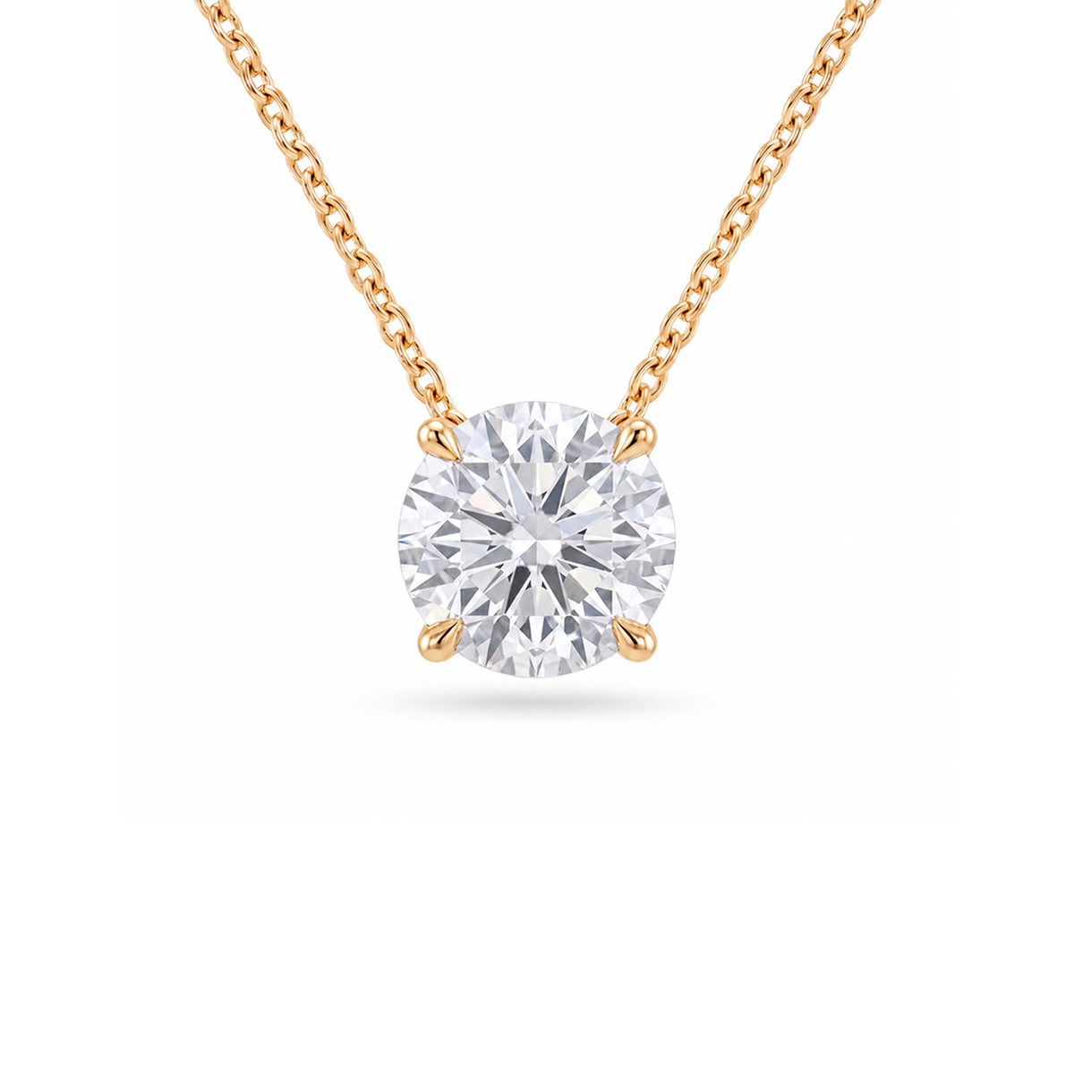 5 Carat Round Lab Grown Diamond Floating Pendant Necklace in 14K Yellow Gold