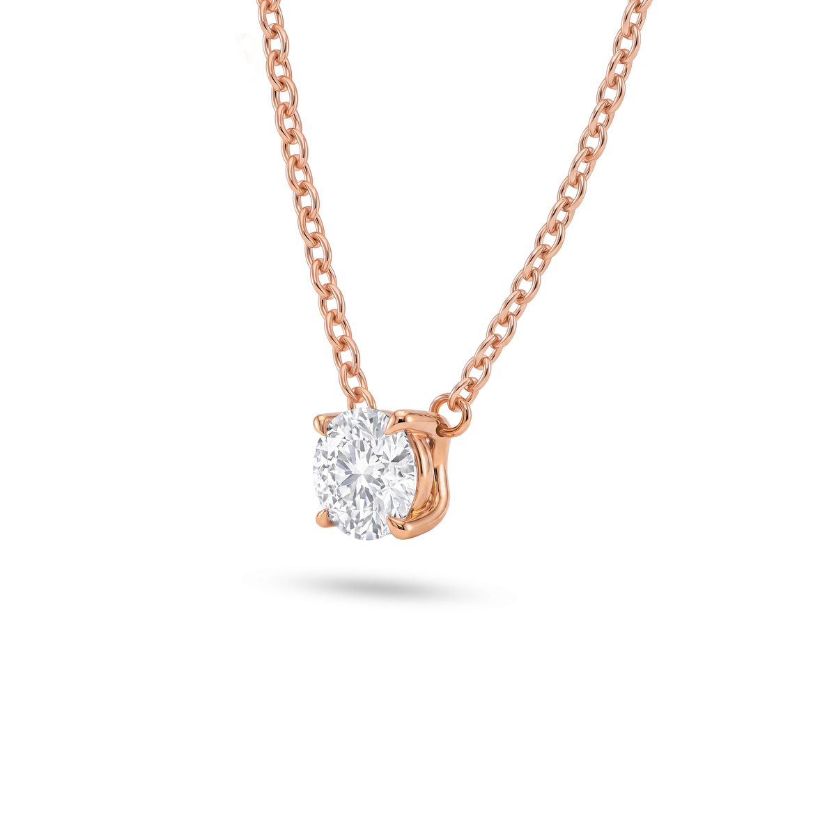 1.5 Carat Round Lab Grown Diamond Floating Pendant Necklace in 14K Rose Gold, side view