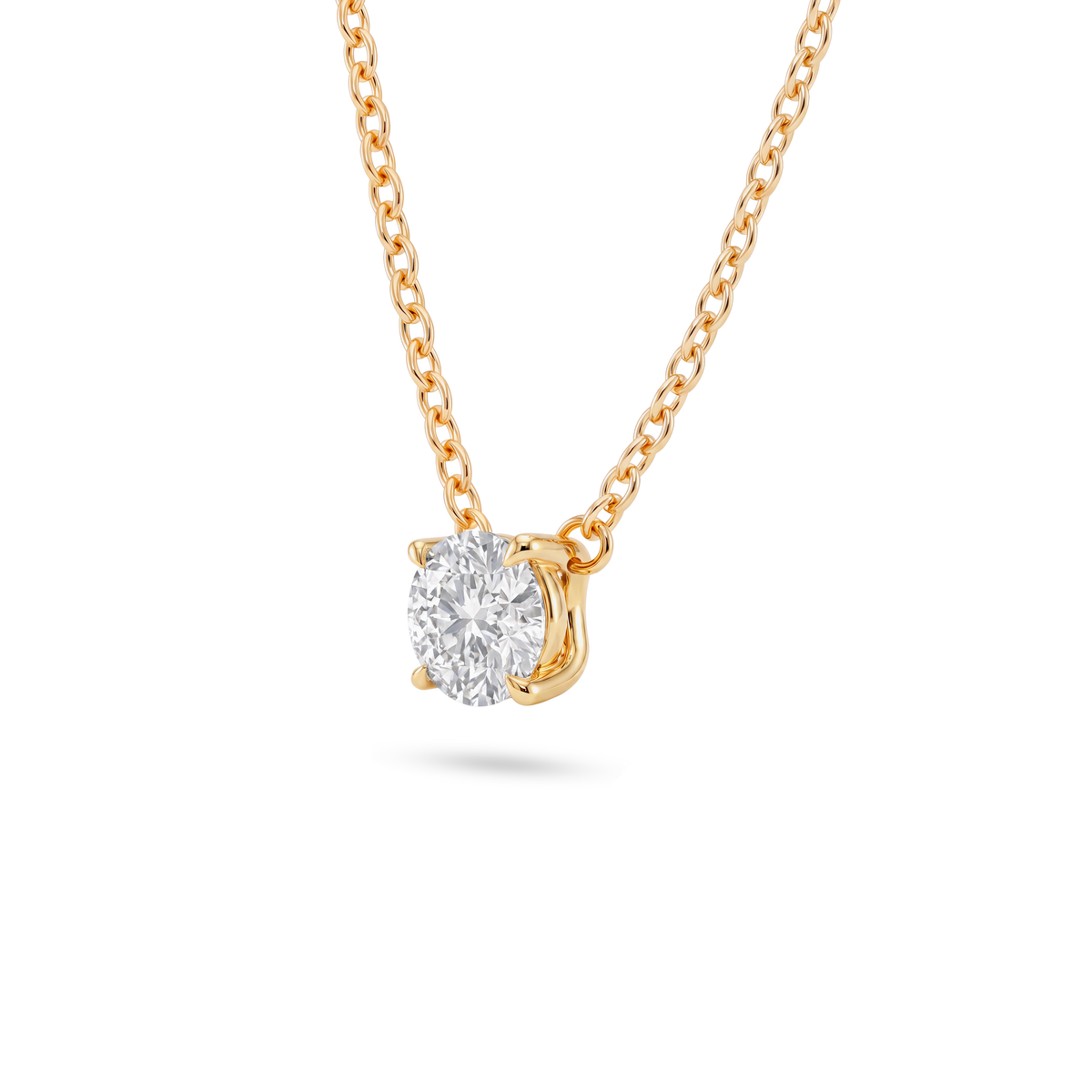 1.5 Carat Round Lab Grown Diamond Floating Pendant Necklace in 14K Yellow Gold, side view
