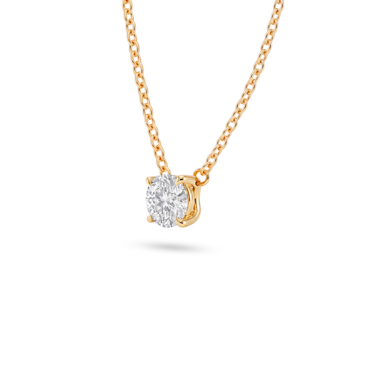 1 Carat Round Lab Grown Diamond Floating Pendant Necklace in 14K Yellow Gold, side view