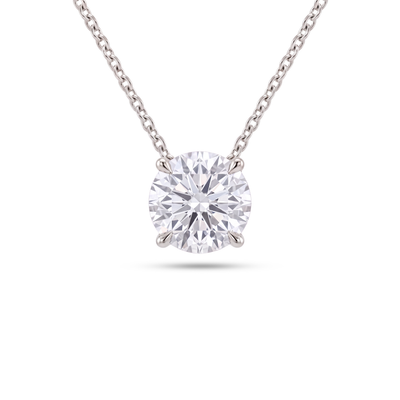 5 Carat Round Lab Grown Diamond Floating Pendant Necklace in 14K White Gold