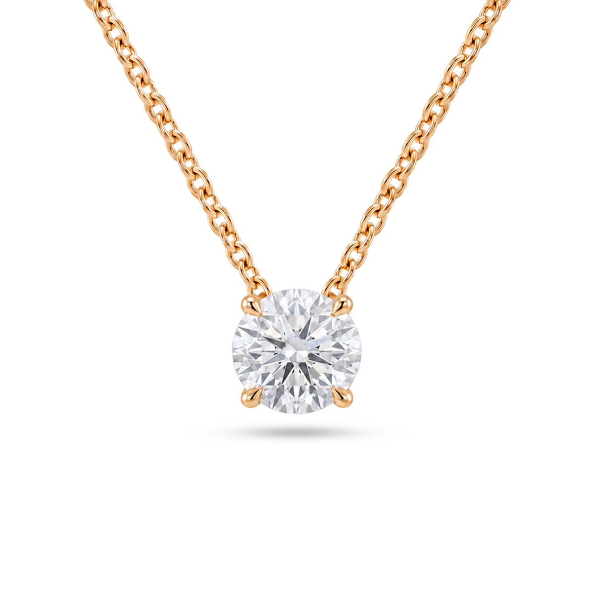 3 Carat Round Lab Grown Diamond Floating Pendant Necklace in 14K Yellow Gold
