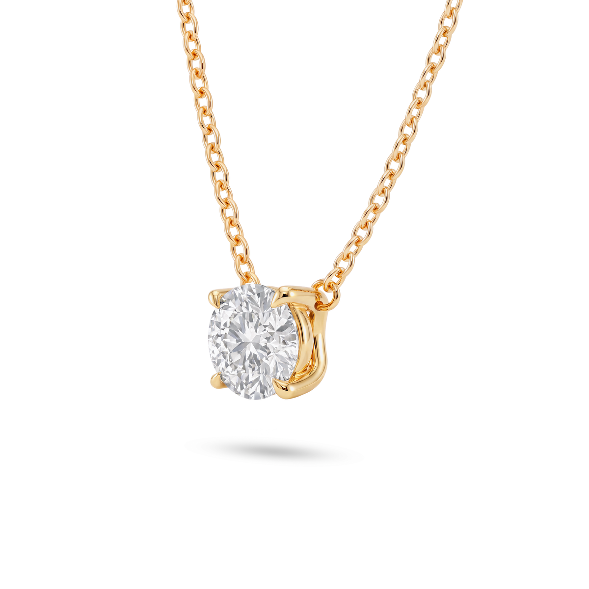 2.5 Carat Round Lab Grown Diamond Floating Pendant Necklace in 14K Yellow Gold, side view