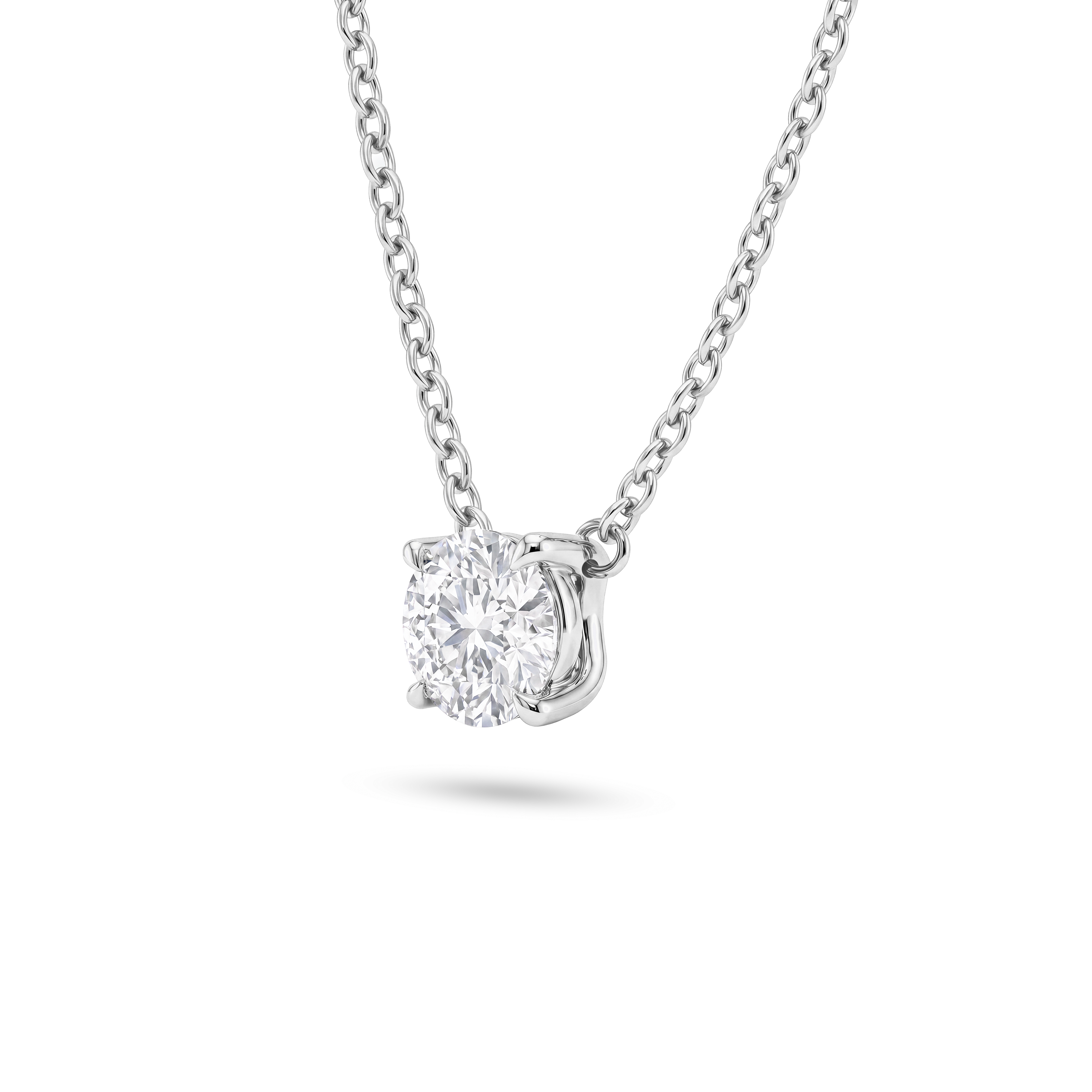 2 Carat Round Lab Grown Diamond Floating Pendant Necklace in 14K White Gold, side view