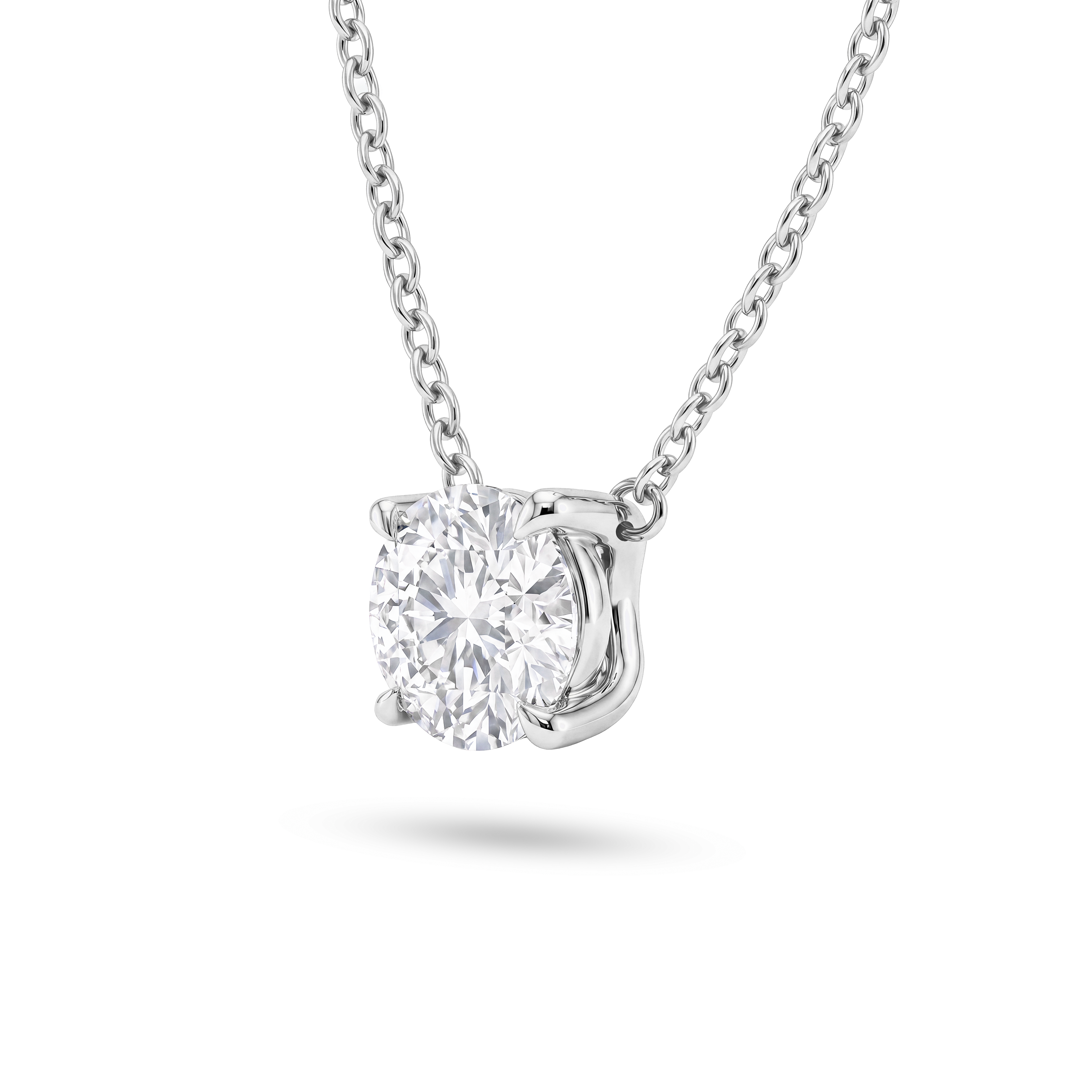 5 Carat Round Lab Grown Diamond Floating Pendant Necklace in 14K White Gold, side view