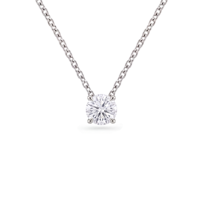 1 Carat Round Lab Grown Diamond Floating Pendant Necklace in 14K White Gold