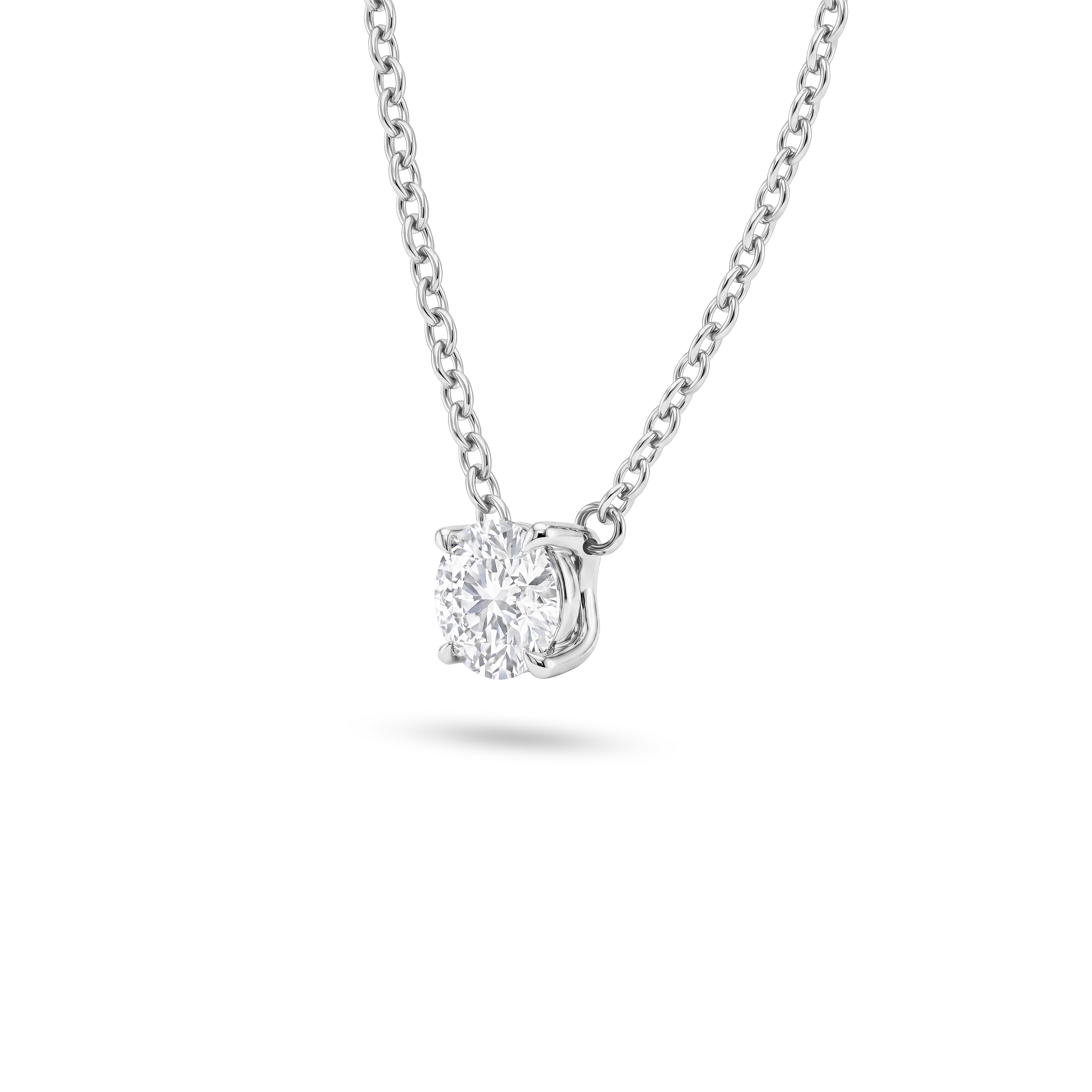 1 Carat Round Lab Grown Diamond Floating Pendant Necklace in 14K White Gold, side view