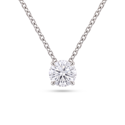 3 Carat Round Lab Grown Diamond Floating Pendant Necklace in 14K White Gold