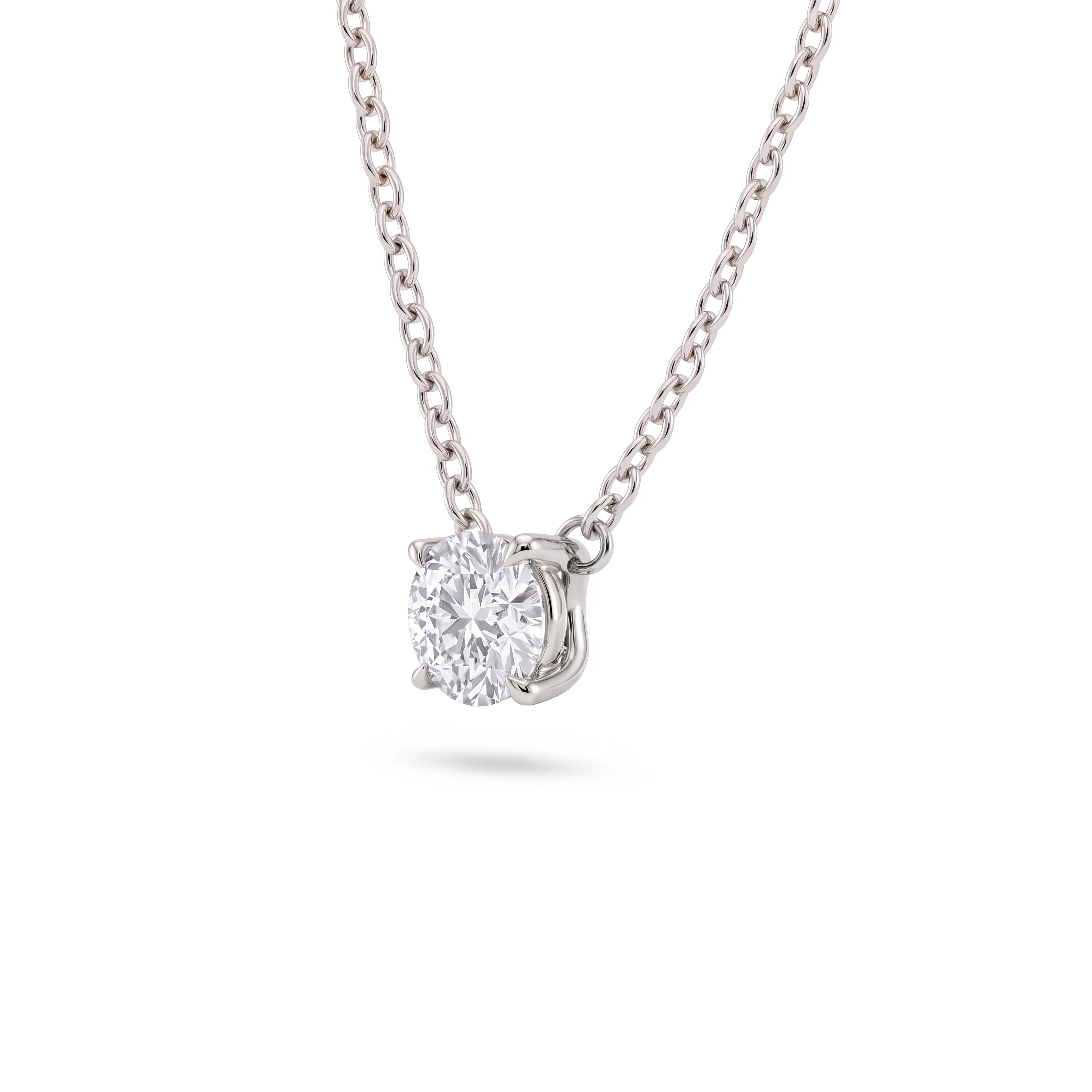 1.5 Carat Round Lab Grown Diamond Floating Pendant Necklace in 14K White Gold, side view