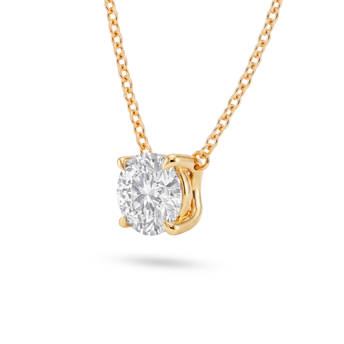 5 Carat Round Lab Grown Diamond Floating Pendant Necklace in 14K Yellow Gold, side view
