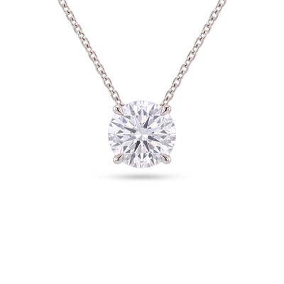 4 Carat Round Lab Grown Diamond Floating Pendant Necklace in 14K White Gold