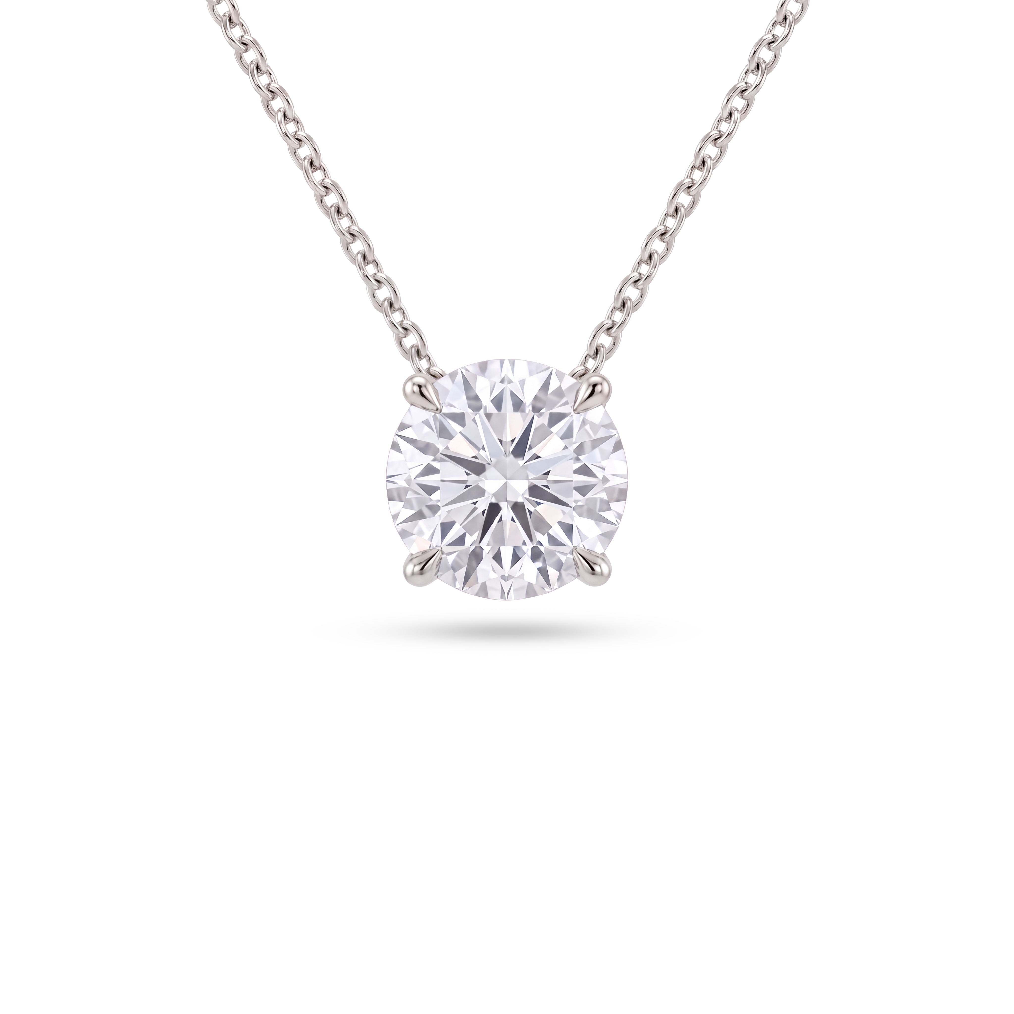 4 Carat Round Lab Grown Diamond Floating Pendant Necklace in 14K White Gold