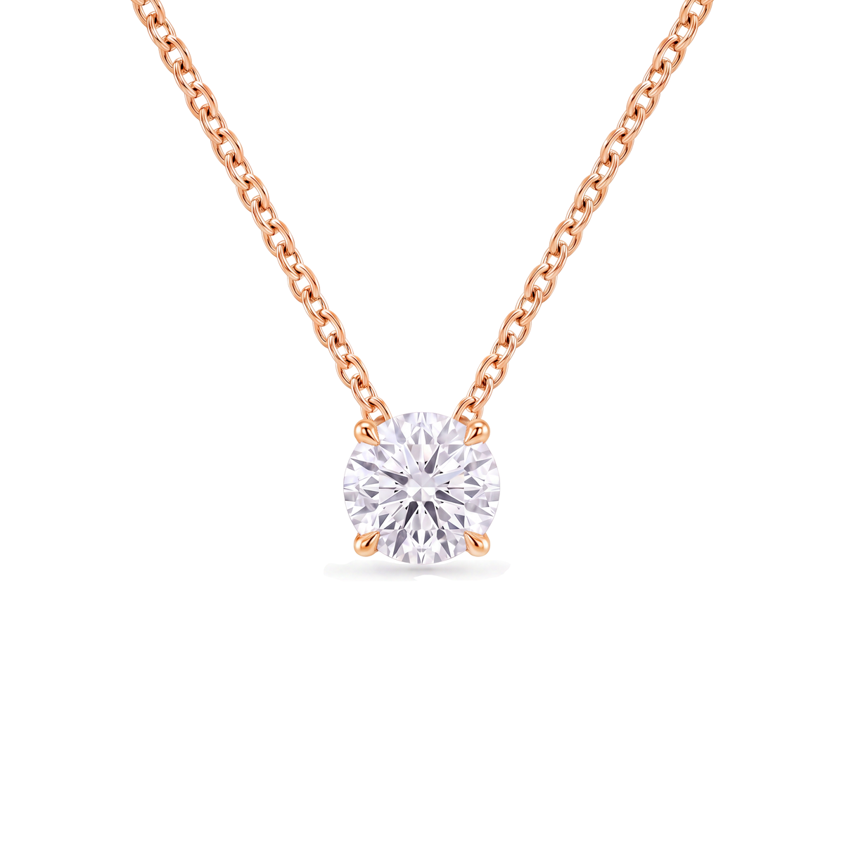 2 Carat Round Lab Grown Diamond Floating Pendant Necklace in 14K Rose Gold