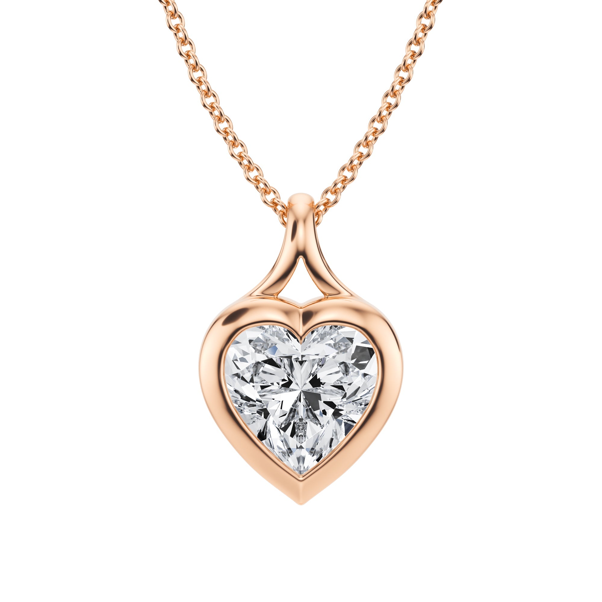 Heart Lab Grown Diamond Bezel Necklace Carat