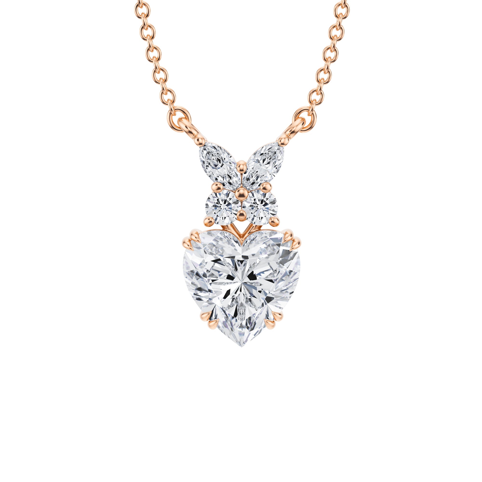 Heart Shape Butterfly Cluster Pendant 2 Carat - Michael Gabriels