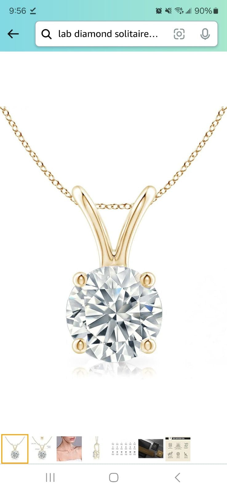 1.50 Carat E VS1  Round Lab Grown Diamond Solitaire Pendant LD