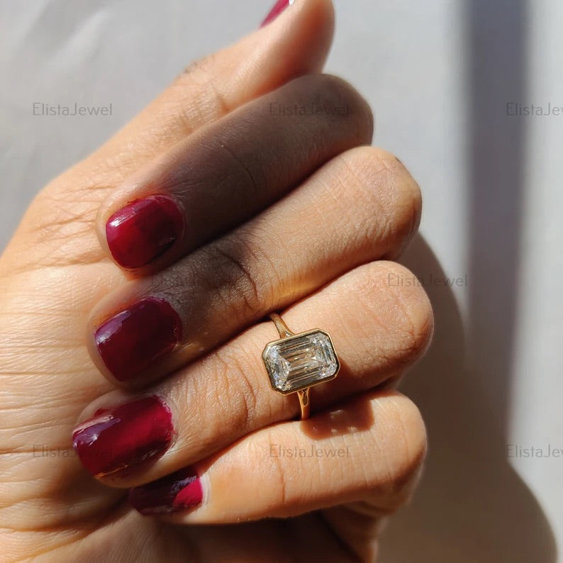 Classic Emerald Bezel Solitaire Ring (2.00 Carat F-VVS2) $2,975  HG