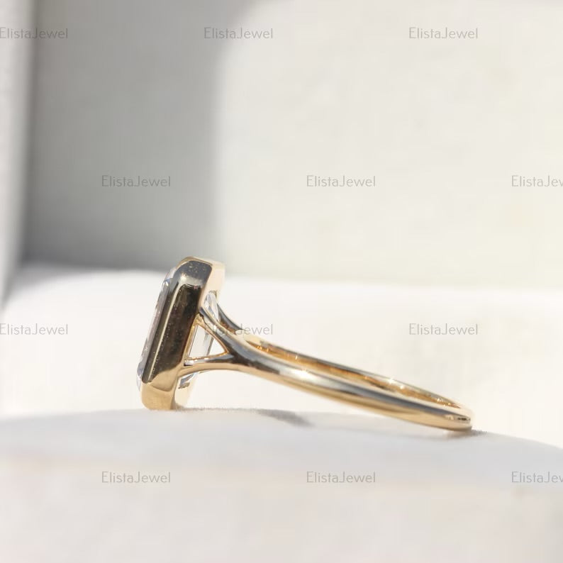 Classic Emerald Bezel Solitaire Ring (2.00 Carat F-VVS2) $2,975  HG